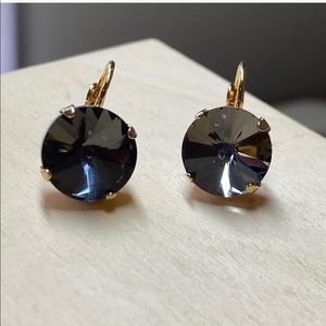 Dark Gray “Diamond” Rivoli Earrings ~ Czech Crystals